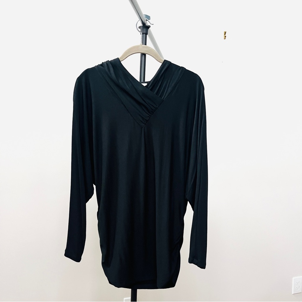 DKNY Small Stretch Tunic Hoodie Top - Black - Like New!